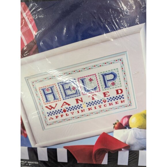 Bucilla Counted Cross-Stitch Kit 40726 "Help Wanted" 14" X 8" Kitchen Decor - Picture 2 of 5